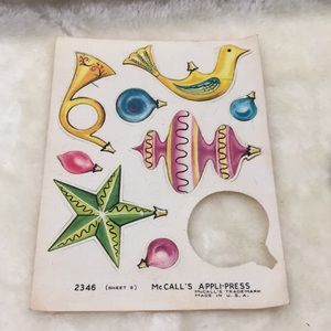 🔸Vintage 1950s  Xmas Ornaments Fabric Appliqués